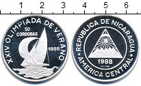 Монета Никарагуа 50 кордоба 1988 Олимпийские игры в Сеуле Серебро...
