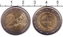 Монета Словакия 2 евро 2014 10 - летие  вступления  Словакии  в  ...