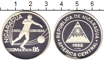 Монета Никарагуа 2000 кордоба Серебро 1988 Proof