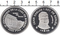 Монета Испания 2000 песет Серебро 1998 Proof