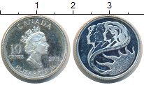 Монета Канада 10 центов Серебро 2001 Proof-
