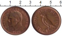 Монета Ланди 1 паффин 1929 Мартин  Харман Бронза UNC