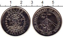 Монета Белиз 2 доллара 2011 30-летие Независимости Медно-никель UNC