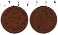 Монета 1894 – 1917 Николай II 10 пенни Медь 1916 XF