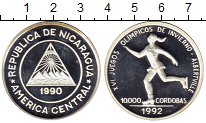 Монета Никарагуа 10000 кордобас Серебро 1990 Proof-