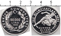 Монета Турция 50000 лир 1995 Серебро Proof-