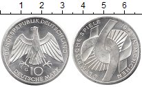 Монета ФРГ 10 марок 1972 Олимпиада-1972 в Мюнхене Серебро UNC
