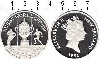 Монета Новая Зеландия 5 долларов 1991 Елизавета II Серебро Proof-