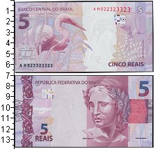 Банкнота Бразилия 5 реалов 2010 Скульптура "Республика" UNC
