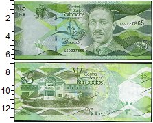 Банкнота Барбадос 5 долларов 2013 UNC-