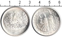 Монета Сан-Марино 500 лир Серебро 1974 UNC