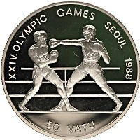 Продать Монеты Вануату 50 вату 1988 Серебро