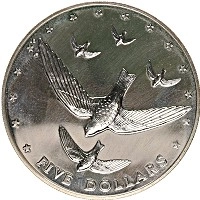 Продать Монеты Острова Кука 5 долларов 1977 Серебро