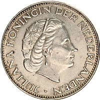 Продать Монеты Нидерланды 2 1/2 гульдена 1963 Серебро