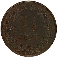 Продать Монеты Нидерланды 2 1/2 цента 1884 Бронза