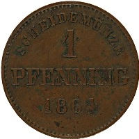 Продать Монеты Бавария 1 пфенниг 1864 Медь