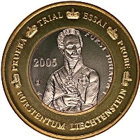 Продать Монеты Лихтенштейн 1 евро 2005 Биметалл