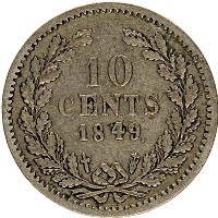 Продать Монеты Нидерланды 10 центов 1849 Серебро
