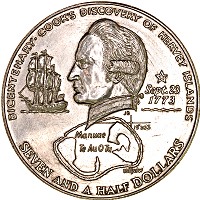 Продать Монеты Острова Кука 7 1/2 доллара 1973 Серебро
