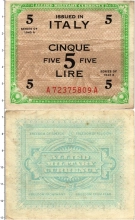 Продать Банкноты Италия 5 лир 1943 