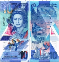 Продать Банкноты Карибы 10 долларов 2019 Пластик