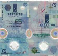 Продать Банкноты Северная Ирландия 5 фунтов 1999 Пластик