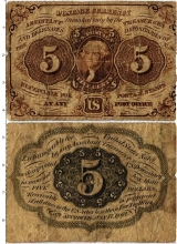 Продать Банкноты США 5 центов 1862 