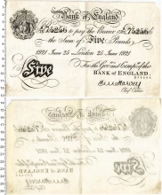 Продать Банкноты Великобритания 5 фунтов 1921 