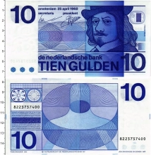 Продать Банкноты Нидерланды 10 гульденов 1968 