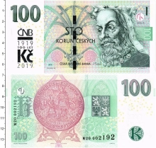 Продать Банкноты Чехия 100 крон 2018 