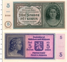 Продать Банкноты Богемия и Моравия 5 крон 1942 