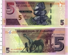 Продать Банкноты Зимбабве 5 долларов 2019 