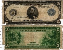 Продать Банкноты США 5 долларов 1914 