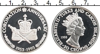 Продать Монеты Теркc и Кайкос 20 крон 1993 Серебро
