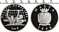 Продать Монеты Мальта 5 лир 1996 Серебро