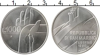 Продать Монеты Сан-Марино 1000 лир 1990 Серебро