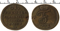 Продать Монеты Бранденбург 1 крейцер 1752 Медь