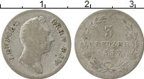 Продать Монеты Баден 3 крейцера 1835 Серебро