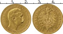 Продать Монеты Пруссия 20 марок 1889 Золото