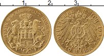 Продать Монеты Гамбург 10 марок 1908 Золото