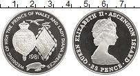 Продать Монеты Аскенсион 25 пенсов 1981 Серебро