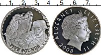 Продать Монеты Олдерни 5 фунтов 2008 Посеребрение