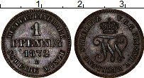 Продать Монеты Мекленбург-Стрелитц 1 пфенниг 1872 Медь