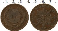 Продать Монеты Уругвай 40 сентесим 1857 Медь