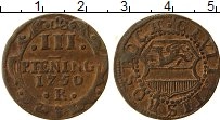 Продать Монеты Росток 3 пфеннига 1750 Медь