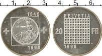 Продать Монеты Швейцария 20 франков 1998 Серебро