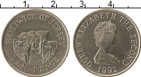 Продать Монеты Остров Джерси 10 пенсов 1992 Медно-никель