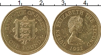 Продать Монеты Остров Джерси 1 фунт 1992 Латунь