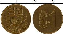 Продать Монеты Южная Корея 1 вон 1967 Латунь