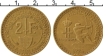 Продать Монеты Монако 2 франка 1924 Бронза